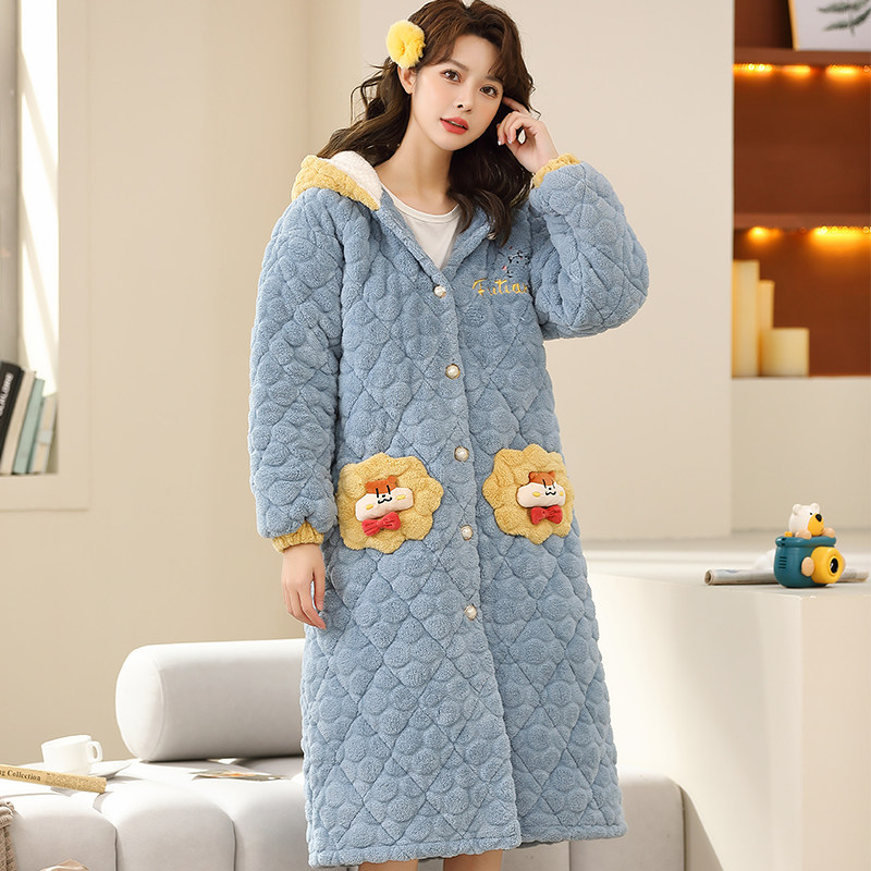 秋冬睡衣女加厚珊瑚绒三层夹棉长款御寒保暖学生卡通可爱睡袍浴袍,女士内衣/男士内衣/家居服,睡袍/浴袍,淘宝优惠券,粉丝福利购,淘宝优惠卷