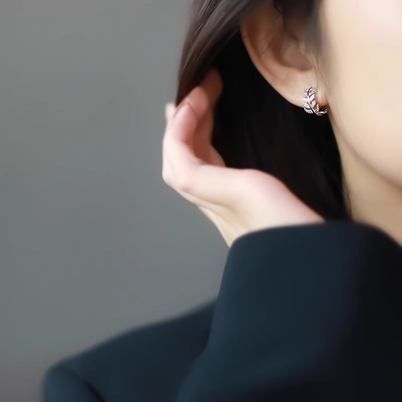 法国【设计师】Glicka 轻奢蚊香盘耳夹女锆石叶子耳圈小众