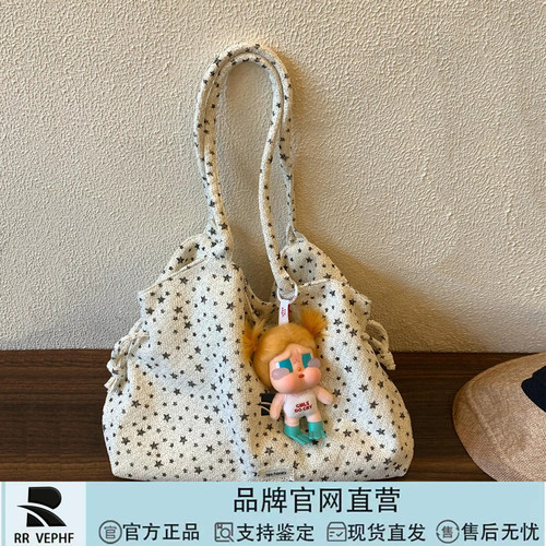豹纹星星帆布包松弛感百搭通勤包