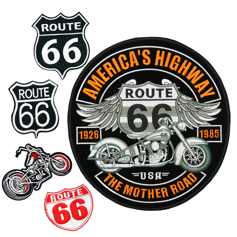 机车夹克翅膀潮酷66号公路布贴