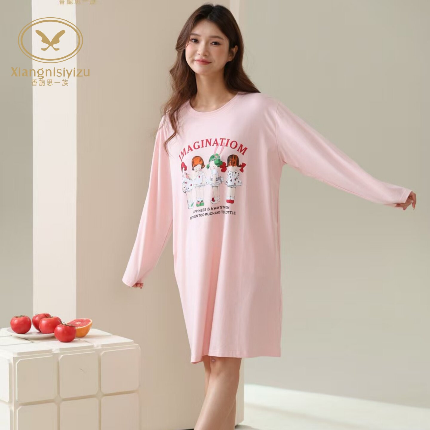 香旎思女秋冬连身裙棉舒适家居裙