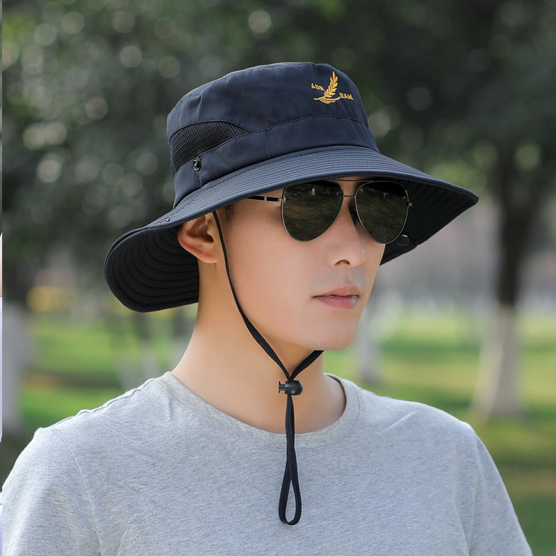 户外骑车黑色渔夫帽男潮夏季帽子