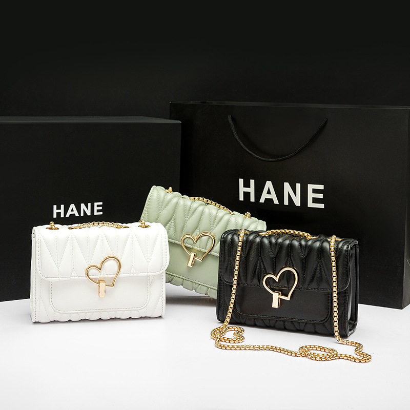 hane 爱你一心一意包包新款潮包小香风时尚百搭斜挎包单肩包菱格