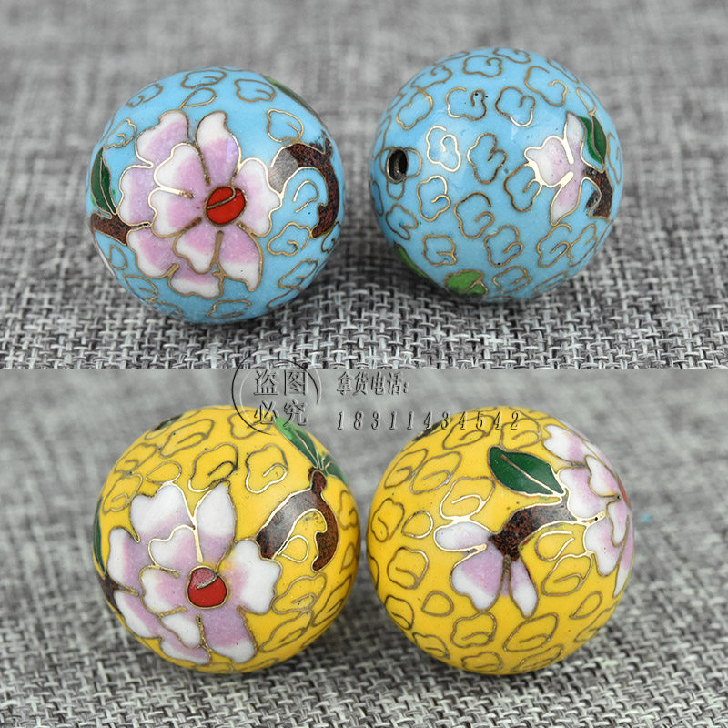 Orthodox school Old Beijing Cloisonne Polish Loose bead 3 cm bead sweater Pendant Traditional Retro Jewelryin the Arts and crafts , Folk arts and crafts Features , Cloisonne  category - from Buy2taobao.com to provide professional Taobao agent buy service