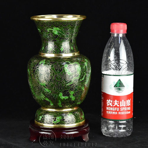 老货景泰蓝花瓶8寸广口瓶摆件