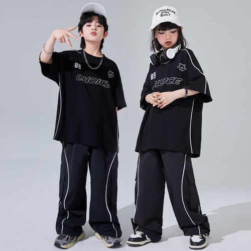 少儿街舞嘻哈休闲宽松套装练功服儿童Bboy男童演出服女童HIPHOP服