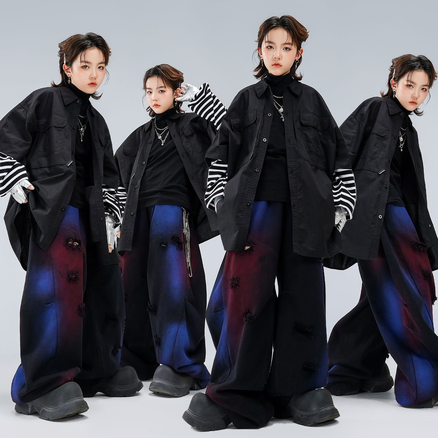 男童hiphop酷帅走秀喷漆演出服