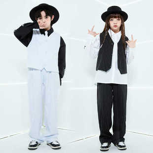 少儿Poping演出服男女童locking锁舞西服街舞套装儿童机械舞服装