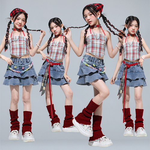 甜酷女童模特走秀拍摄演出服套装