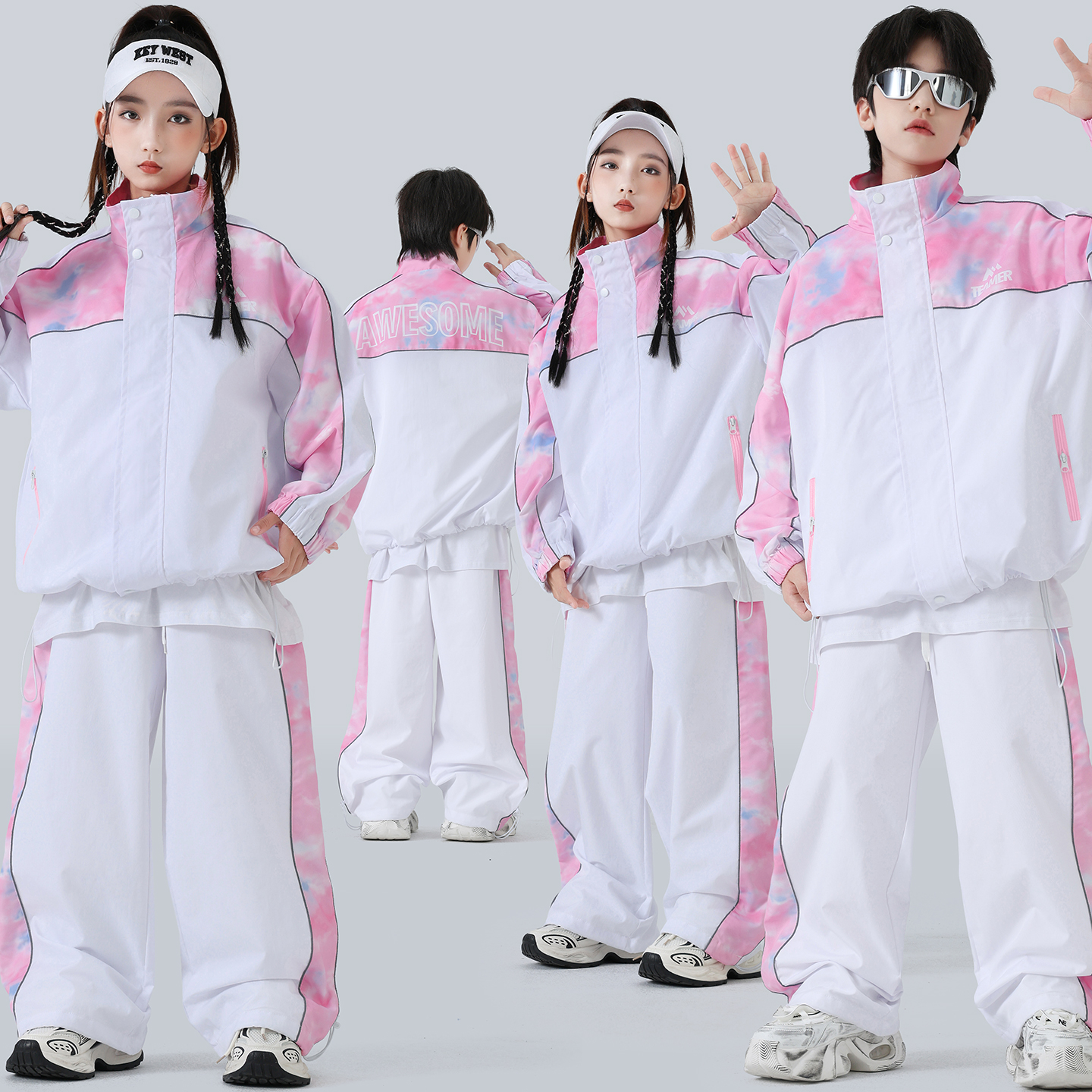 秋季运动会啦啦队队服中小学生嘻哈街舞团体班服男女童HIPHOP套装