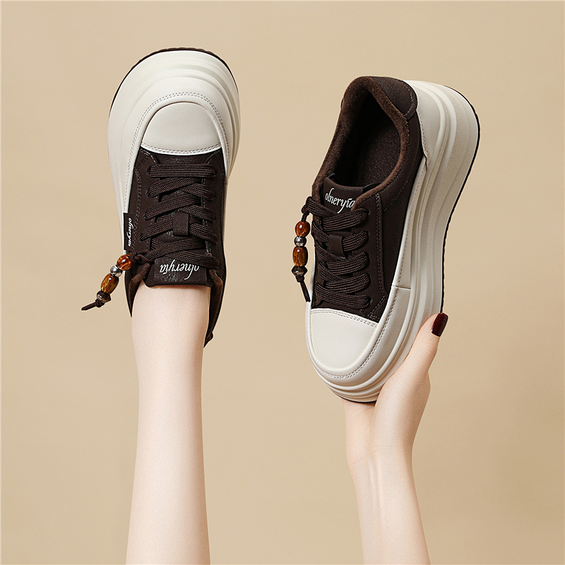 真皮复古厚底松糕鞋子女2