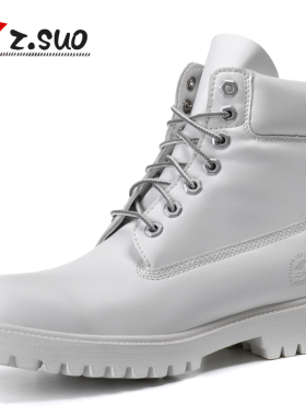 春季走索白色短靴男靴马丁靴男英伦工装靴高帮鞋男马丁靴机车靴子