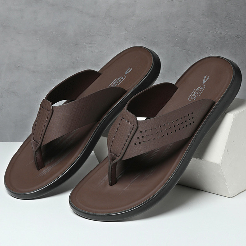德国骆驼动感真皮人字拖鞋男潮夏季新款外穿沙滩凉拖夹趾防滑凉鞋