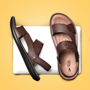 骆驼动感凉鞋男2025年夏季新款中年人皮凉鞋男真皮爸爸男士老爸鞋