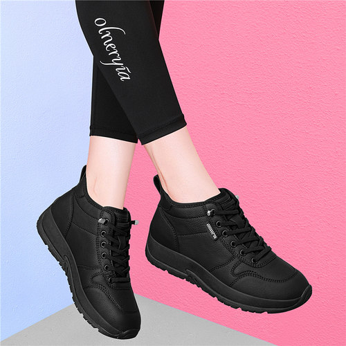 黑色软底休闲鞋女2025新