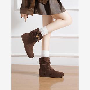 复古内增高勃肯短靴子女2025秋季新款西部牛仔靴显瘦推推靴马丁靴