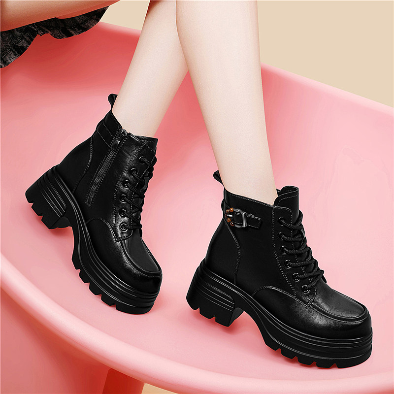 小个子内增高加绒马丁靴