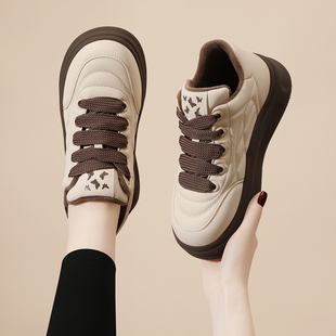 厚底运动鞋女款冬季加绒2025新款女鞋秋冬款棉鞋女休闲板鞋