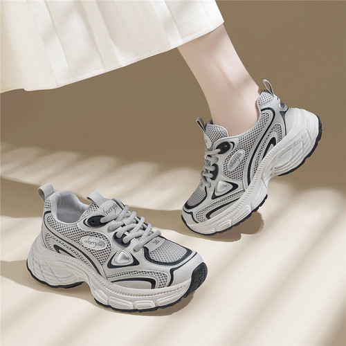 真皮厚底老爹鞋女2025年