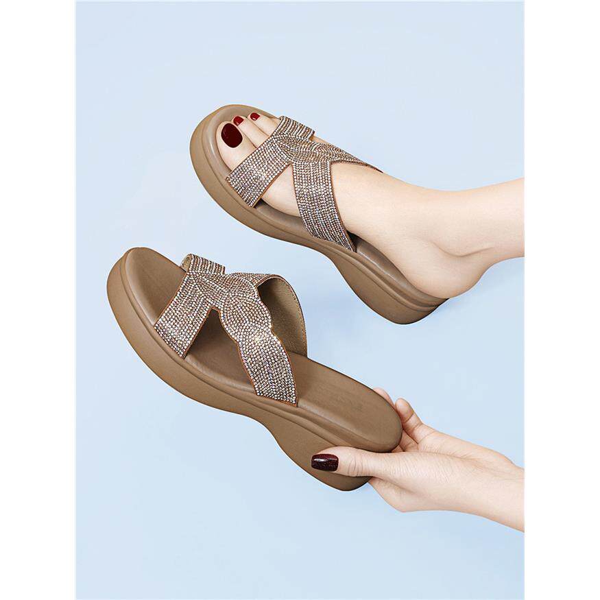 凉拖鞋女夏季外穿2026新款厚底沙滩凉鞋时尚女士孕妇高级感一字拖