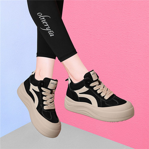 韩系真皮增高休闲鞋女202