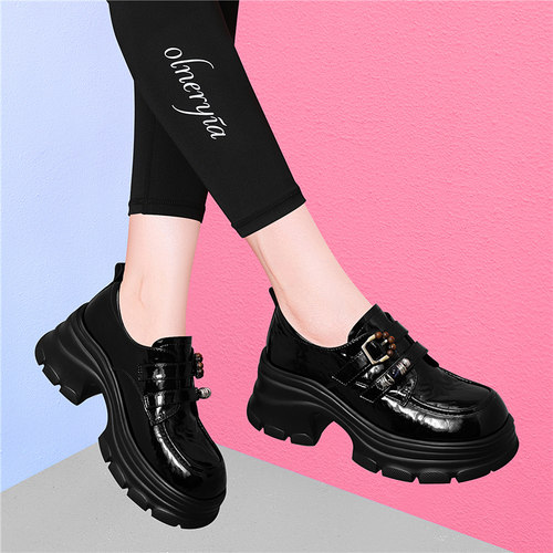 松糕厚底英伦风小皮鞋女2