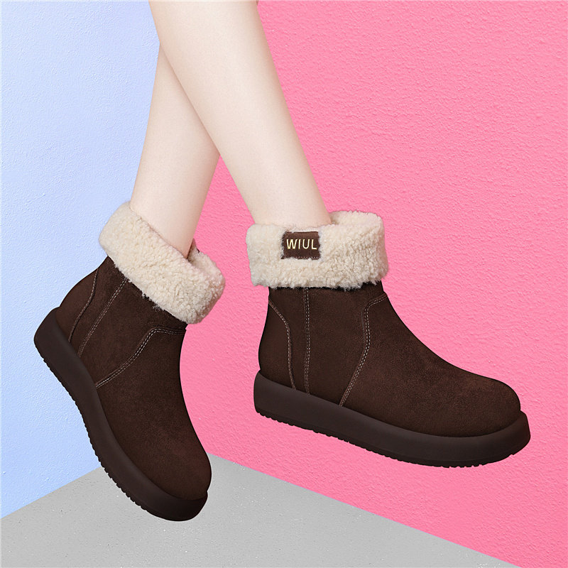 品牌雪地靴女款2025新款冬季加绒加厚保暖厚底防滑小短靴马丁靴子