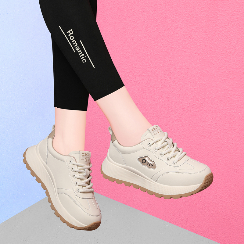 真皮运动鞋女2025年秋季