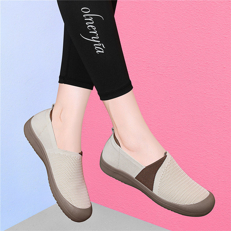 品牌乐福鞋女2026新款春秋厚底软底不累脚运动休闲网面透气妈妈鞋