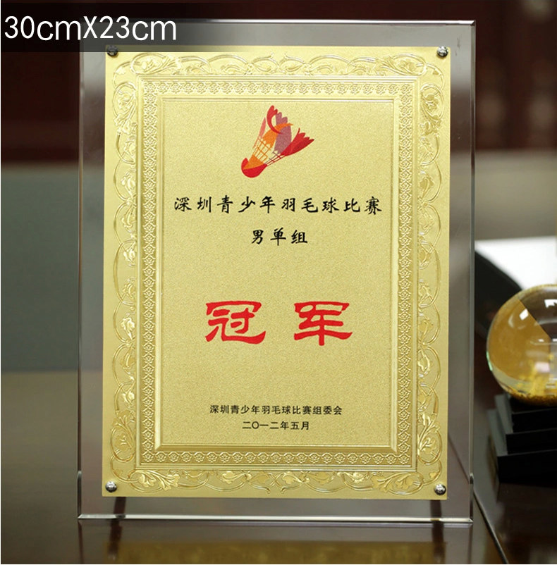 厂家直销亚克力金箔奖牌授牌定制奖杯/奖章/奖状/证