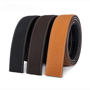 H自动扣不带头皮带男黑色头层牛皮3.5真皮无头带身腰带裤 带条