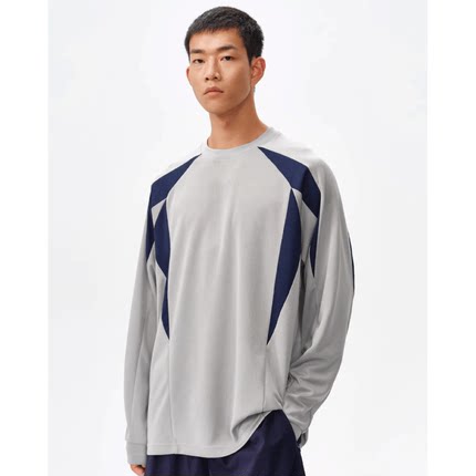 ZONEID24秋冬新款男针织运动长袖T恤透气排汗撞色网眼散热投篮服