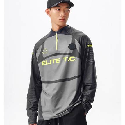 ZONEiD 24新款针织男运动长袖T恤秋冬一体绒高弹半拉链立领训练服