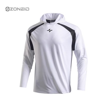 ZONEID 定制款运动男子针织T恤训练篮球健身连帽轻薄透气长袖上衣