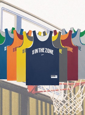 ZONEID新款双面穿定制篮球服双层双面透气印字运动比赛训练球衣