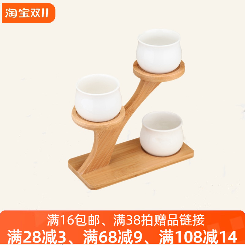 金牌卖家白瓷三层树梢木盒小花盆