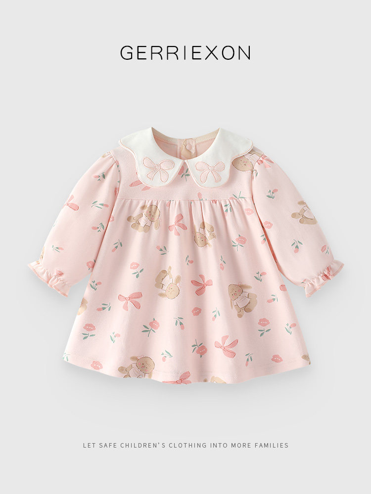girl spring clothes Dress 2025 The new baby skirt spring and autumn winter Sweet pure cotton baby clothes Princess style