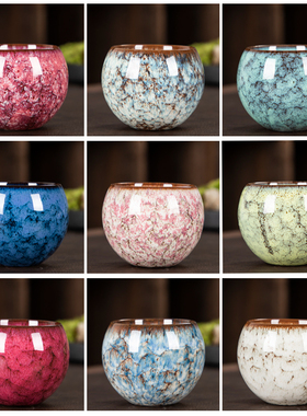 太极龙窑变主人杯 陶瓷功夫茶具天目釉品茗单杯家用茶盏加厚建盏