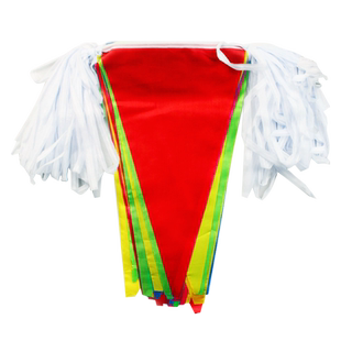 小彩旗串旗三角旗户外定制幼儿园装饰小吊旗开业庆典拉旗警戒旗加粗绳子小红旗工地彩带定做 中号五彩彩旗