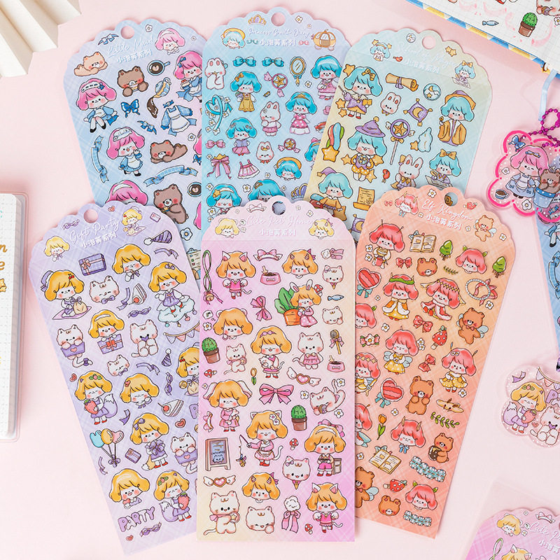 小泡芙系列咕卡手账贴纸pvc防水透明diy咕盘笔记本烫金水杯文具贴