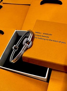 s925纯银复古多层交叉黑白线条人创意甜酷风锁头设计女士小众设计