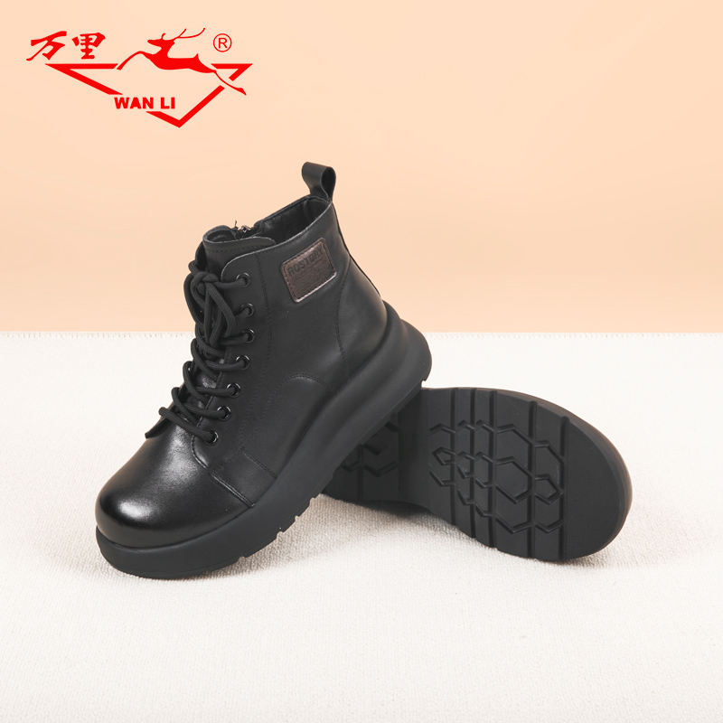 万里马丁靴绒毛短靴真皮