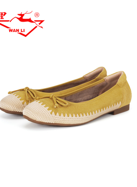 万里新款时尚蝴蝶结单鞋舒适浅口百搭低跟一脚蹬休闲女鞋BMT2309
