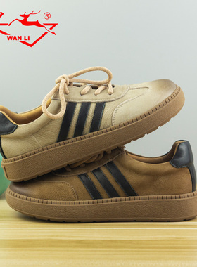 万里新款复古休闲女鞋真皮舒适平底时尚单鞋百搭系带通勤鞋HRT235