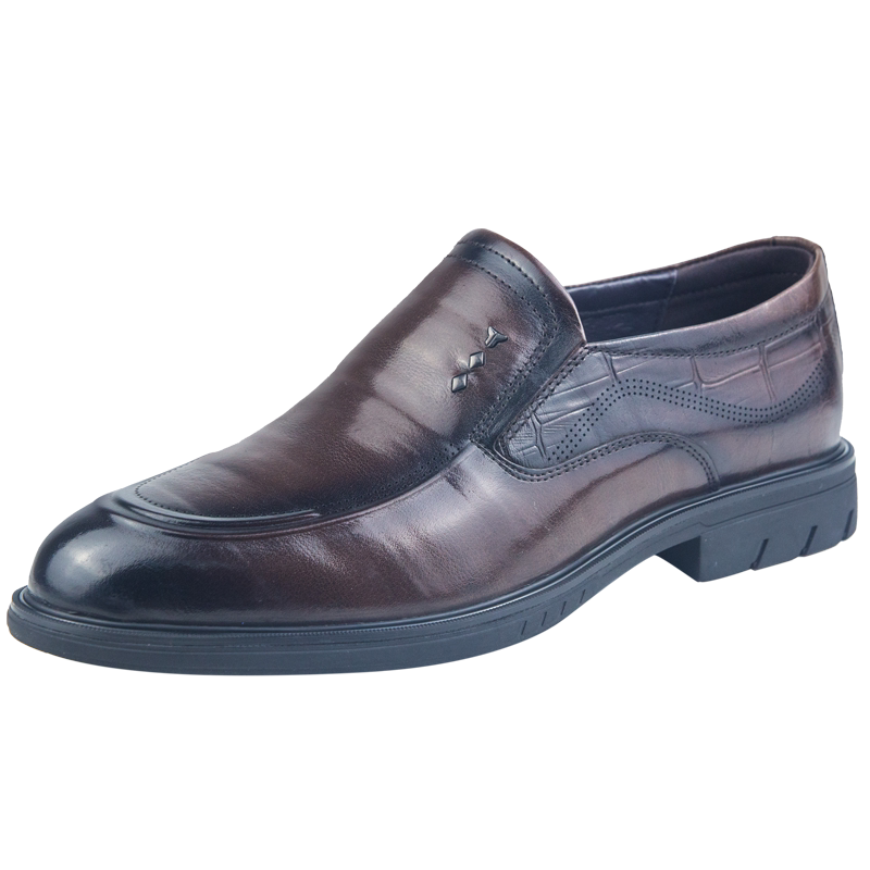 万里新款商务休闲鞋真皮一脚蹬时尚男鞋舒适厚底正装单鞋SET190