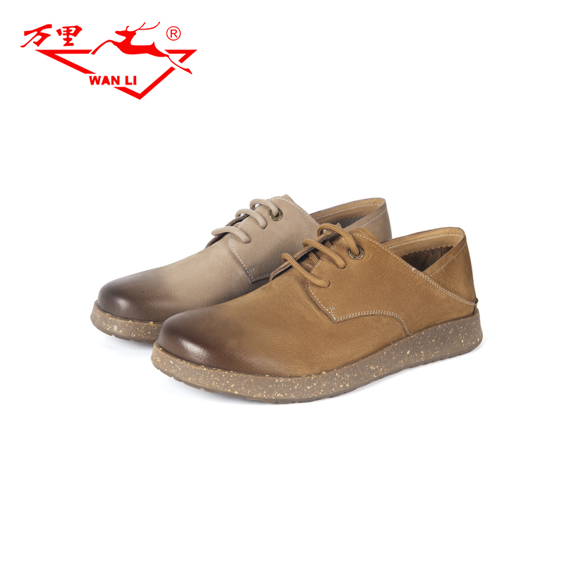 万里新款休闲鞋舒适牛筋底百搭系带男单鞋圆头低帮鞋BBT1176