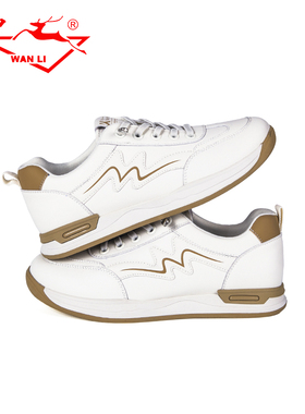 万里新款女单鞋舒适平底休闲鞋百搭系带运动鞋圆头小白鞋BET2229