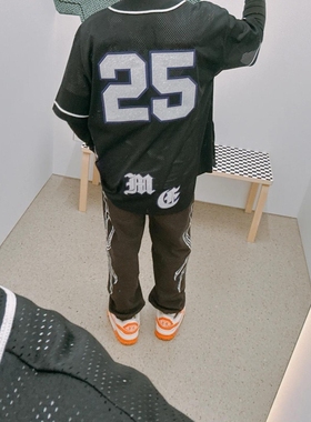 FCG美式小众SS25 Baseball Jersey联名斜纹贴花网眼透气短袖球衣