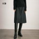 ICB日系春季 通勤职业OL宽松羊毛混纺格子半身中裙A字伞裙商场同款
