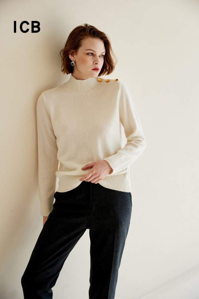 羊绒羊毛混纺半高领毛衣商场同款